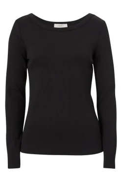 Discount Ceres Life Organic Rib Long Sleeve Top - Black