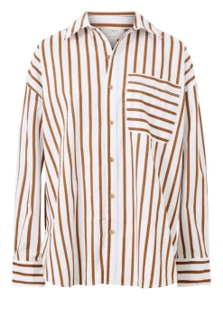 Discount Ceres Life Oversized Poplin Shirt - White Biscuit Stripe