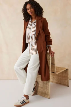 Discount Ceres Life Oversized Poplin Shirt - White Biscuit Stripe