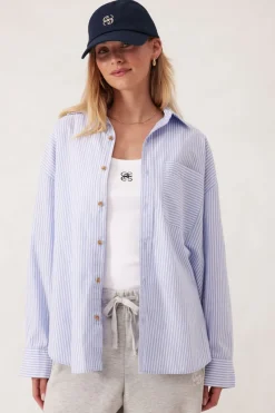 Hot Ceres Life Oversized Poplin Shirt - White Heritage Blue Stripe