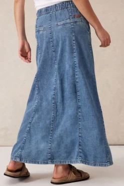 Fashion Ceres Life Panelled Maxi Skirt - Worn Blue Denim