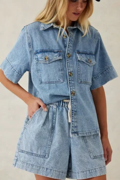 Discount Ceres Life Relaxed Everyday Short - Vintage Blue Denim