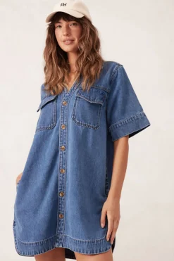 Fashion Ceres Life Relaxed Shirt Dress - Fresh Indigo