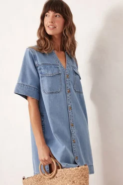 Online Ceres Life Relaxed Shirt Dress - Mid Vintage Blue