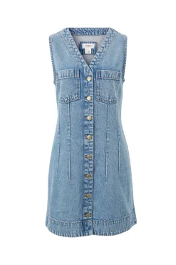 New Ceres Life Seamed Mini Shift Dress - Mid Vintage Blue