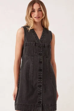 Best Ceres Life Seamed Mini Shift Dress - Vintage Black