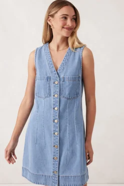 Clearance Ceres Life Seamed Mini Shift Dress - Vintage Blue