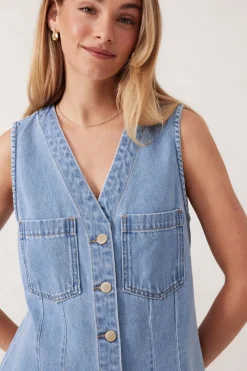 Clearance Ceres Life Seamed Mini Shift Dress - Vintage Blue
