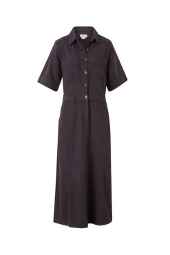 Discount Ceres Life Short Sleeve Denim Midi Shirt Dress - Washed Black Twill