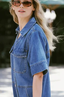 Clearance Ceres Life Side Pocket Boxy Dress - Fresh Indigo