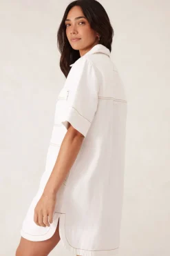 Fashion Ceres Life Side Pocket Boxy Dress - Fresh Ecru