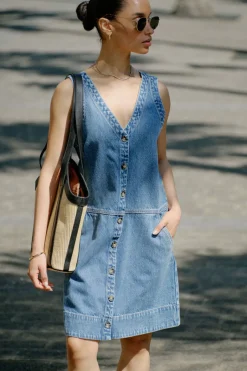 Sale Ceres Life Side Pocket Mini Shift Dress - Fresh Indigo