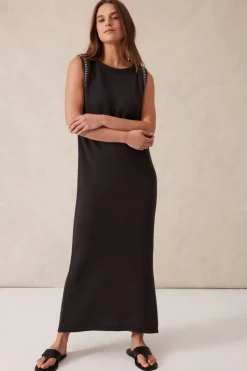 Hot Ceres Life Sleeveless Boat Neck Knit Midi Dress - Phantom