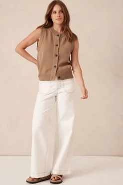 Fashion Ceres Life Sleeveless Cardi - Summer Taupe