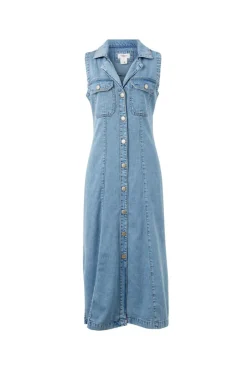Outlet Ceres Life Sleeveless Panelled Midi Shirt Dress - Vintage Blue