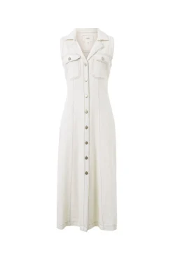 Clearance Ceres Life Sleeveless Panelled Midi Shirt Dress - Fresh Ecru