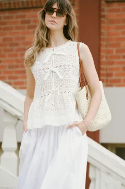 Fashion Ceres Life Sleeveless Tie Top - White