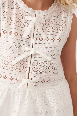 Fashion Ceres Life Sleeveless Tie Top - White