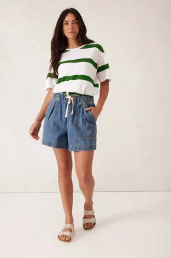 Best Ceres Life Slouchy Split Hem Tee - Winter Green Bold Stripe