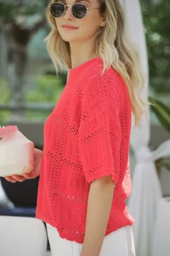 Clearance Ceres Life Square Knit Boxy Tee - Heritage Red