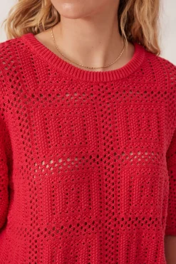 Clearance Ceres Life Square Knit Boxy Tee - Heritage Red