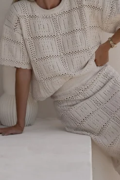 Best Ceres Life Square Knit Boxy Tee - Ecru
