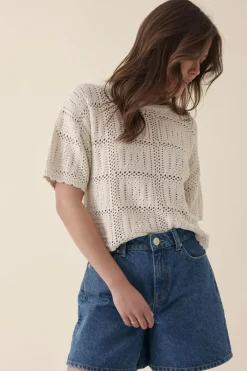 Best Ceres Life Square Knit Boxy Tee - Ecru