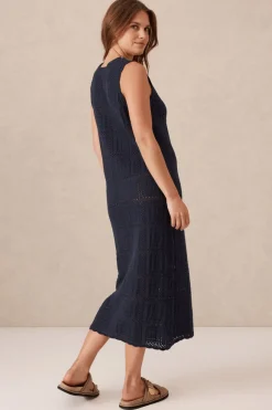 Best Ceres Life Square Knit Midi Tank Dress - New Navy