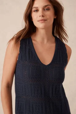 Best Ceres Life Square Knit Midi Tank Dress - New Navy