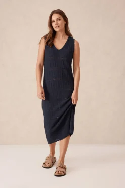 Best Ceres Life Square Knit Midi Tank Dress - New Navy