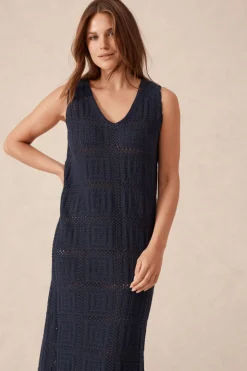 Best Ceres Life Square Knit Midi Tank Dress - New Navy