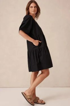 Outlet Ceres Life Tiered Poplin Mini Dress - Black