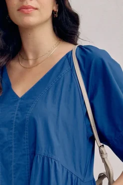 Best Ceres Life Tiered Poplin Midi Dress - Fresh Cobalt