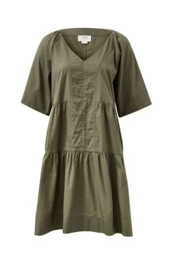 Clearance Ceres Life Tiered Poplin Mini Dress - Soft Olive