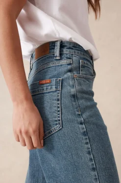 Online Ceres Life Wide Leg Crop Jean - Mid Indigo