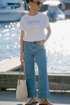 Online Ceres Life Wide Leg Crop Jean - Mid Indigo