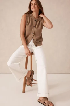 Outlet Ceres Life Wide Leg Front Pocket Jean - Fresh Ecru