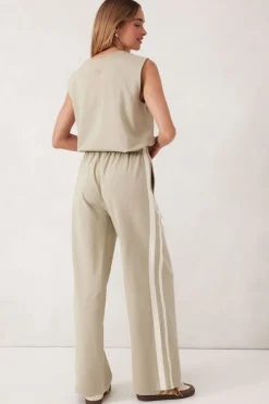 Best Ceres Life Wide Leg Terry Trackpant - Matcha Side Stripe