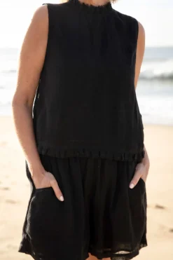 Online Eadie Lifestyle Eadie Nadia Linen Top - Black