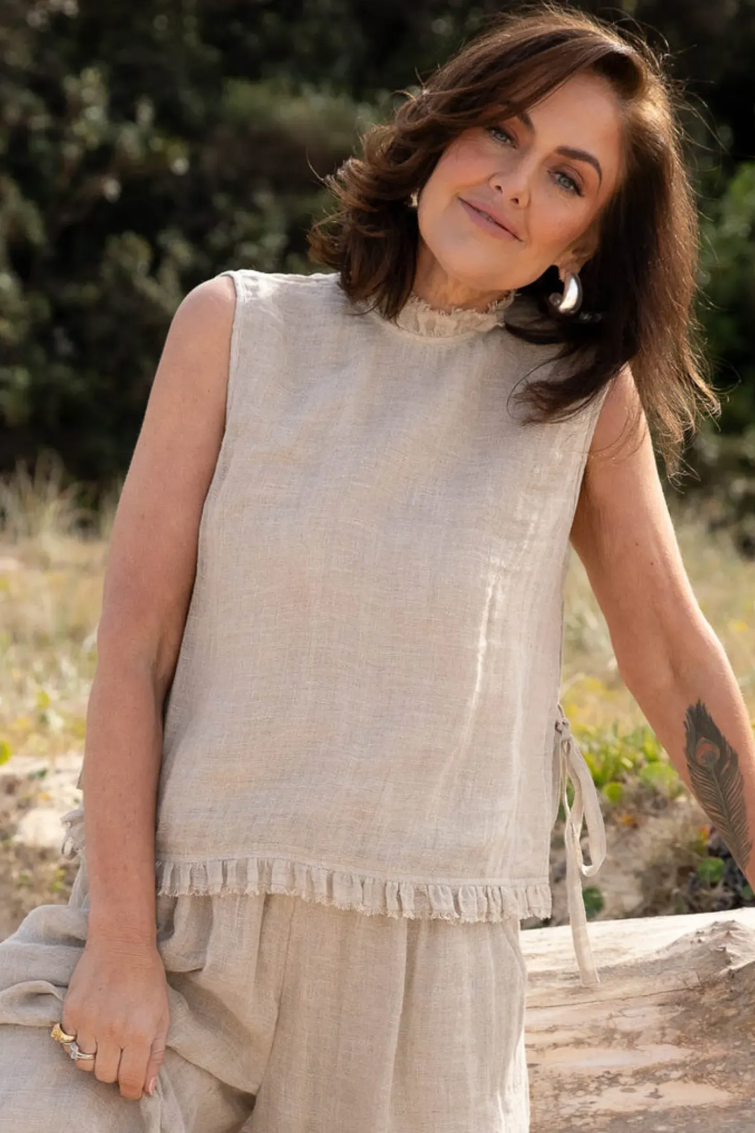 New Eadie Lifestyle Eadie Nadia Linen Top - Natural