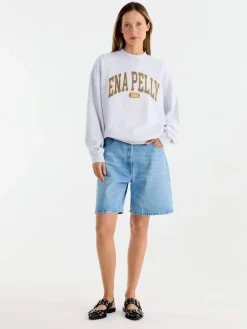 Sale Ena Pelly Collegiate Sweatshirt - White Marle