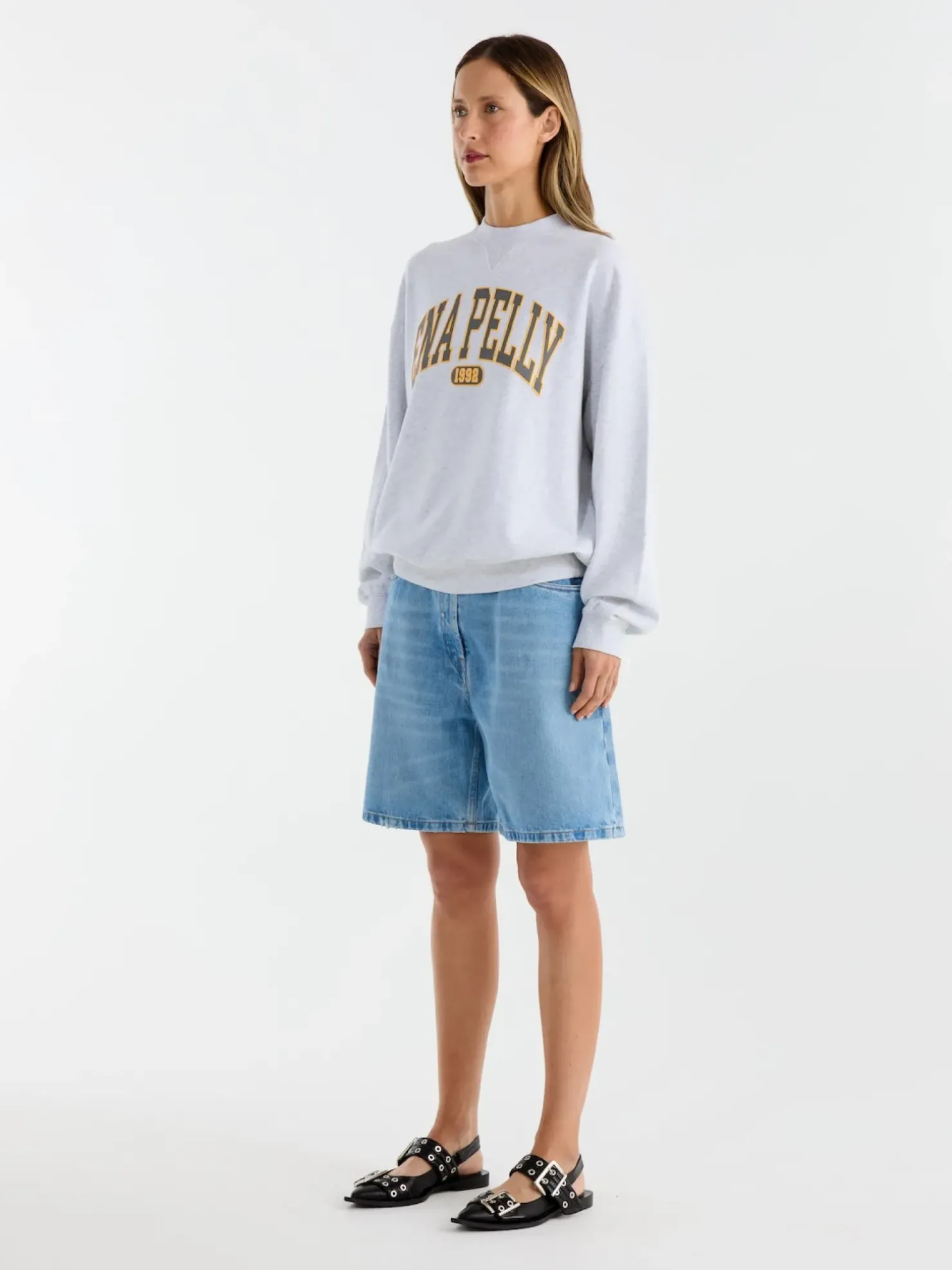 Sale Ena Pelly Collegiate Sweatshirt - White Marle