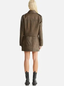 Fashion Ena Pelly Lennie Leather Biker Jacket - Worn Brown