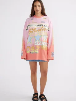Best Ena Pelly Moto Long Sleeve Tee Dress - Multi