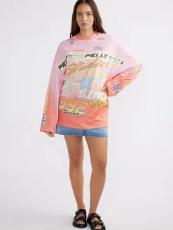 Best Ena Pelly Moto Long Sleeve Tee Dress - Multi
