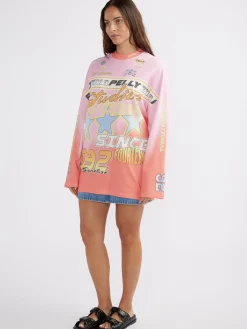 Best Ena Pelly Moto Long Sleeve Tee Dress - Multi