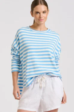 Sale Est1971 Est 1971 Raw Summer Sweatshirt - Blue/White Stripe