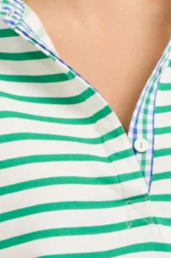 Hot Est1971 Est 1971 Rugby Frill Collar Cotton Sweatshirt - Green Stripe