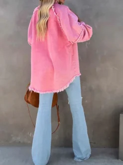 Hot Eyes on Floyd Trixie Shirt Denim Jacket - Pink