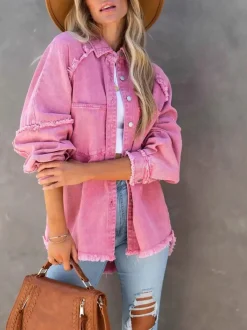 Hot Eyes on Floyd Trixie Shirt Denim Jacket - Pink